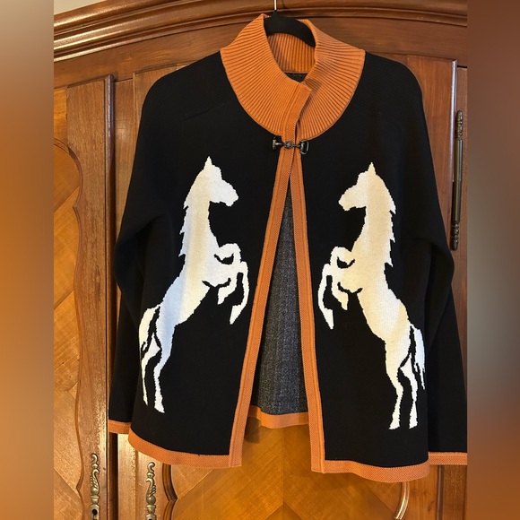 Boutique Brand no label Horse Bit Viscose Blend Horse Cardigan Size S #894 - Picture 2 of 5